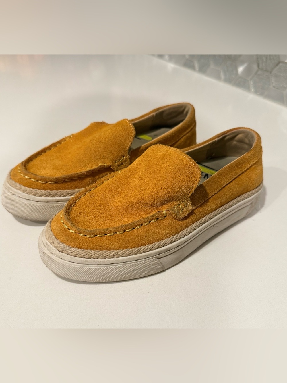 Zara Men's Suede Slip-On Loafers in Mustard